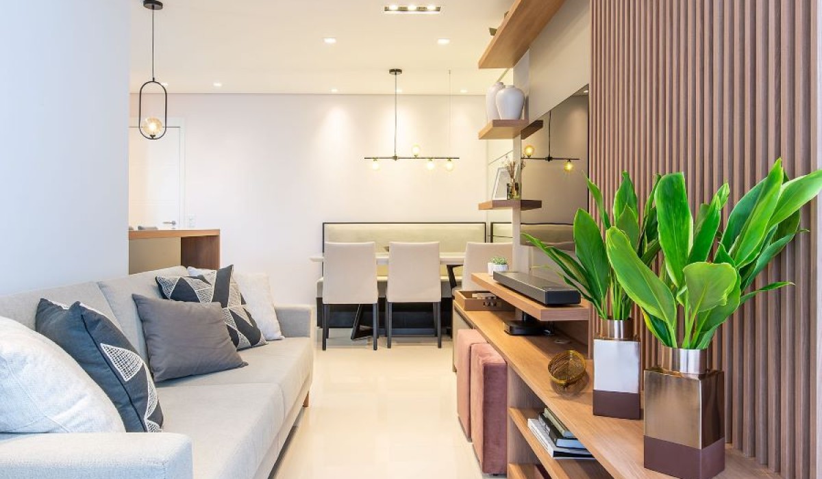 Apartamento de 68m² no Ipiranga traz integração entre ambientes e mini-bar