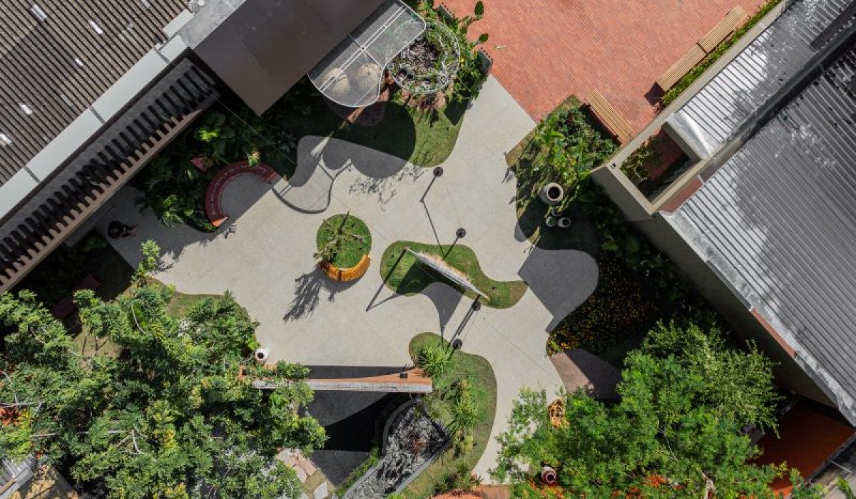 Jardim Simbiose utiliza porcelanato da Cerbras para celebrar sustentabilidade e memória