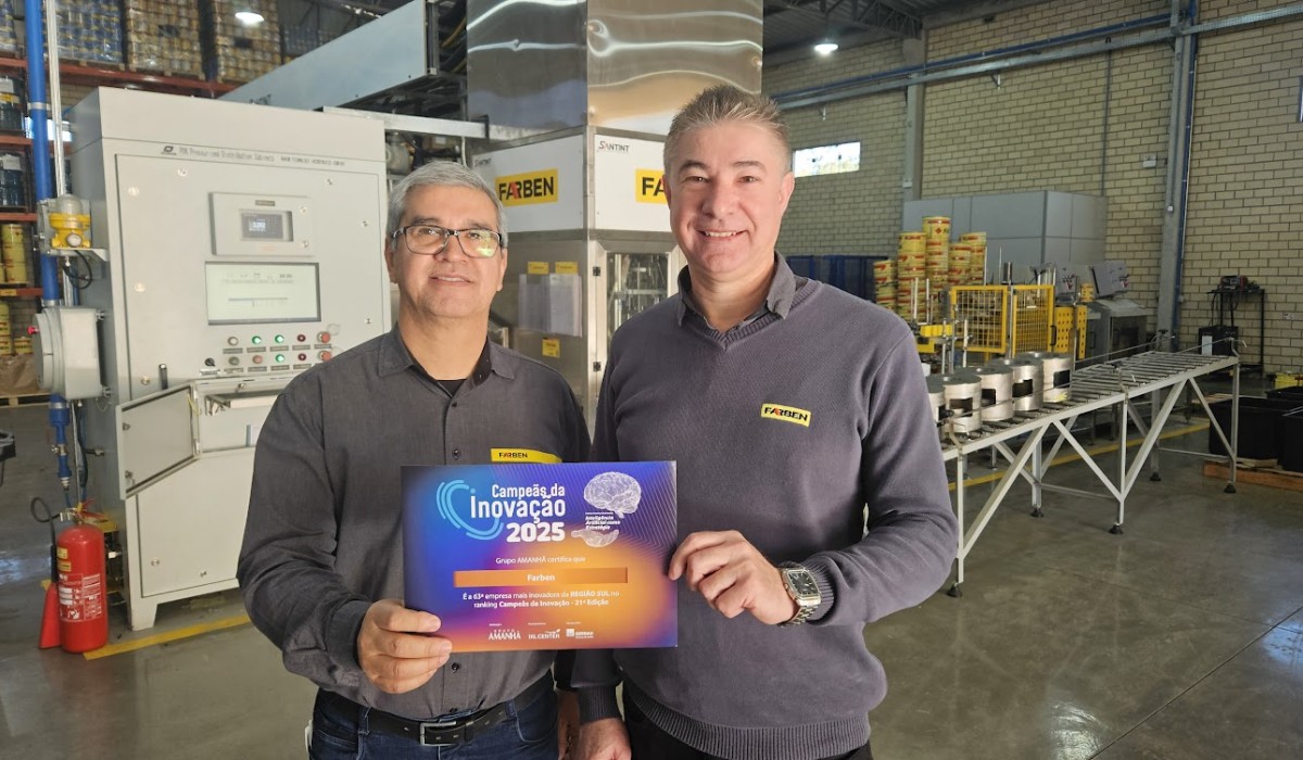 Farben figura entre as 100 empresas mais inovadoras do Sul do Brasil com projeto de fábrica automatizada de tintas