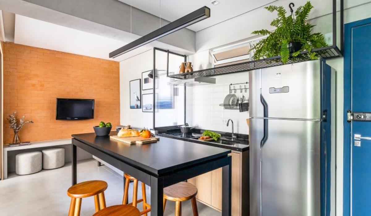 Kitnet de 33m² em Santos ganha projeto completo assinado pela Bimá Arquitetura com conceito contemporâneo e alma de lar